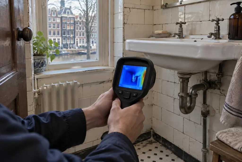 Lekdetectie Bergschenhoek – badkamer met oude leidingen achter de tegels