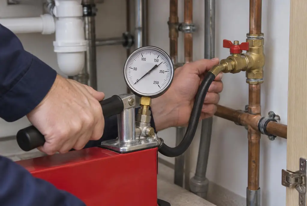 Lekdetectie Bergschenhoek – druktest op een waterleiding met een manometer