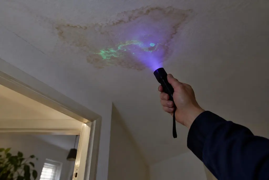 Lekdetectie Bergschenhoek – kleurstof controleren op het plafond met uv-licht