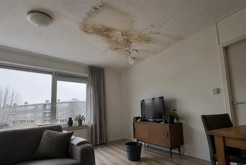 Lekdetectie Bergschenhoek – vochtplek op het plafond onder een badkamer